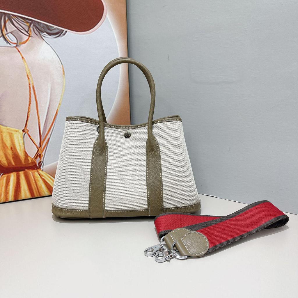 2024 Large Capacity Canvas and Cowhide Tote Bag for Women