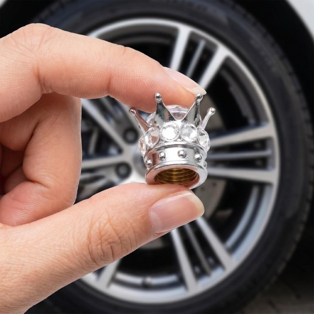 4PCS Crown Diamond Vehicle Car Tire Caps Covers Car Wheel Tire Valve Caps  Cars,Trucks,Bicycles