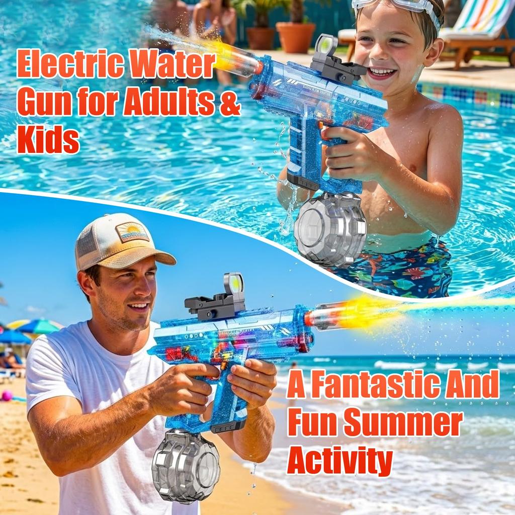 UROINT Kids Electric Water Gun, Powerful Automatic Water Gun Blaster Toy with LED Light, Electric Super Soaker Water Gun, Long Range 8m, Pool Party
