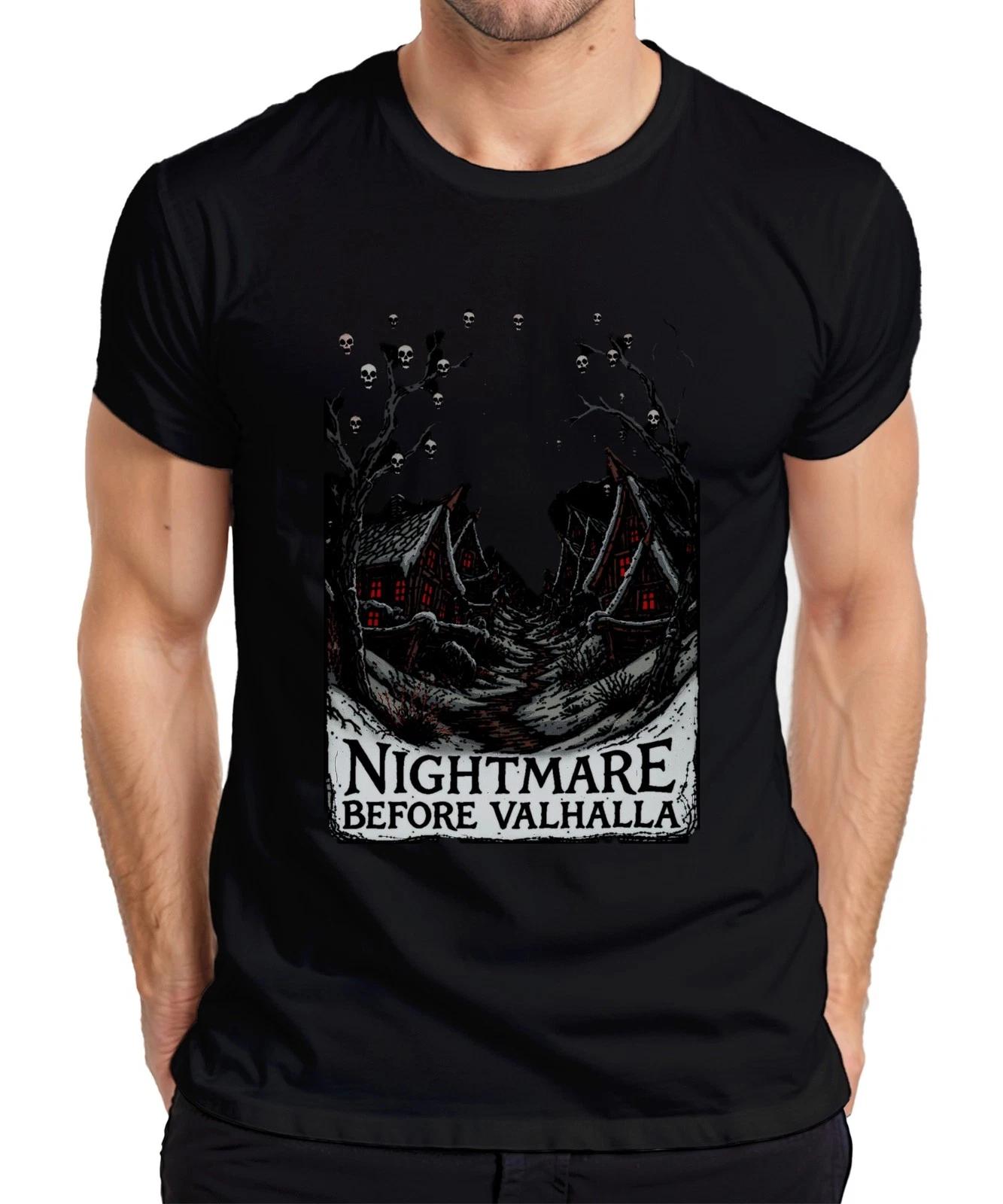 Nightmare Before Valhalla Wikinger Totenköpfe nordisch Halloween Herren T-Shirt L
