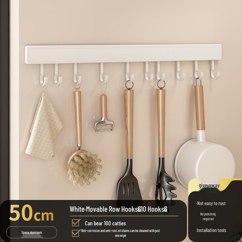 Multi-Functional Wall-Mounted Kitchen Hook Rack for Utensil Storage