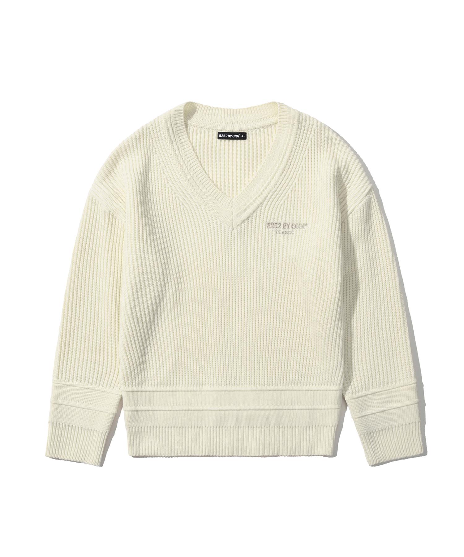 Oioi Collection V Neck Preppy Knit [Ivory] L
