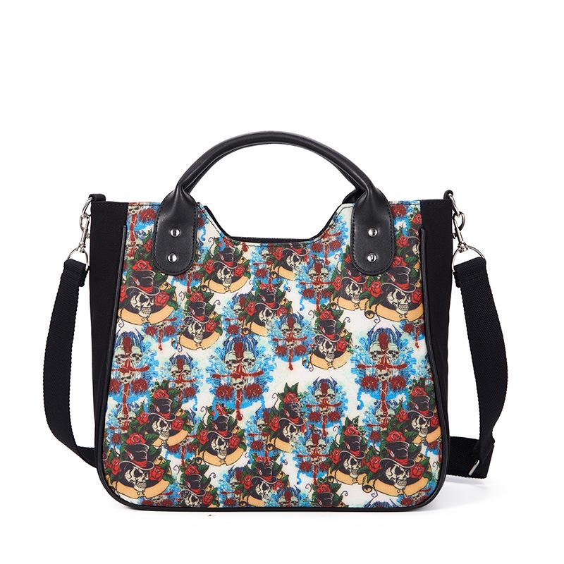 

Retro Skull Print Large Capacity Tote & Crossbody Bag 34*14*30 cm