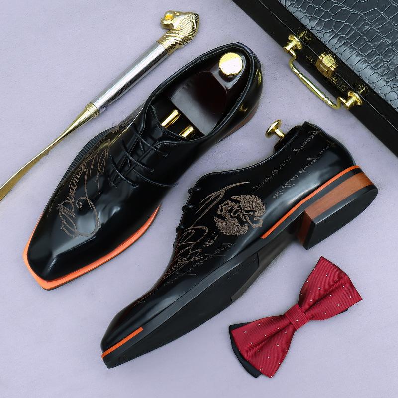 Italské lakované pánské společenské boty luxusní značky ručně vyráběné platforma elegantní pravá kůže svatební boty Oxfords muž