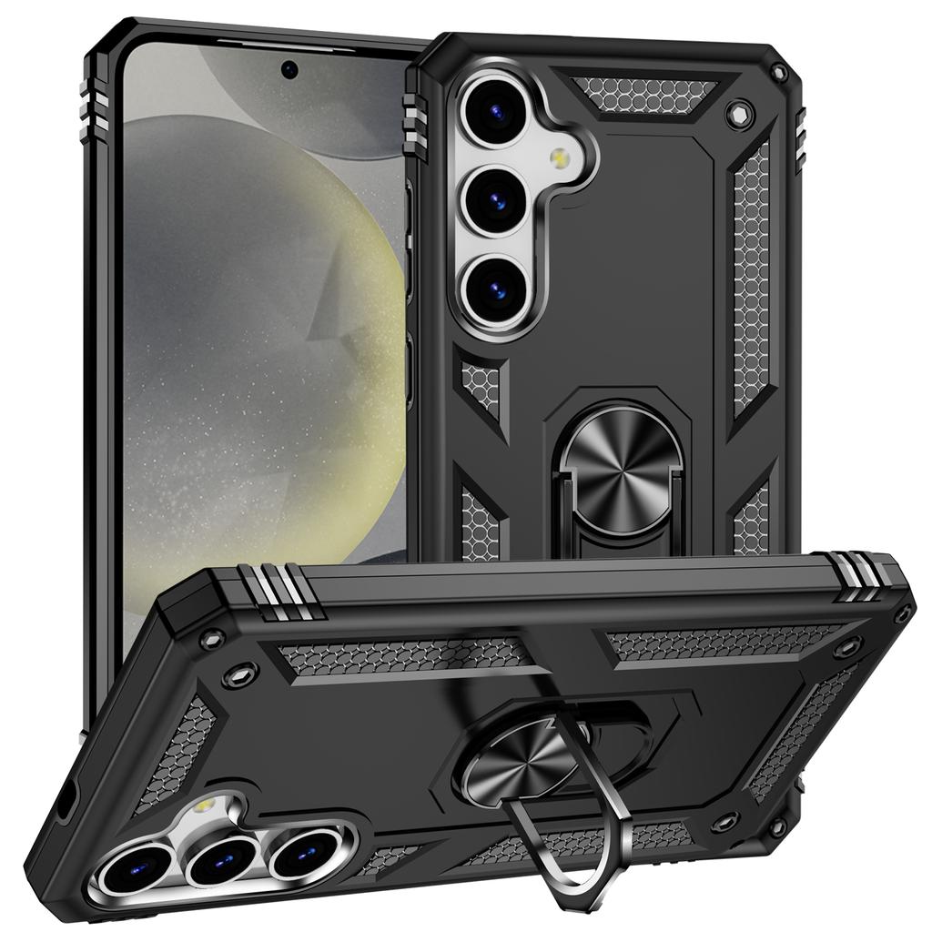 For Samsung Galaxy S25 Case PC+TPU Phone Cover with Rotary Ring Kickstand