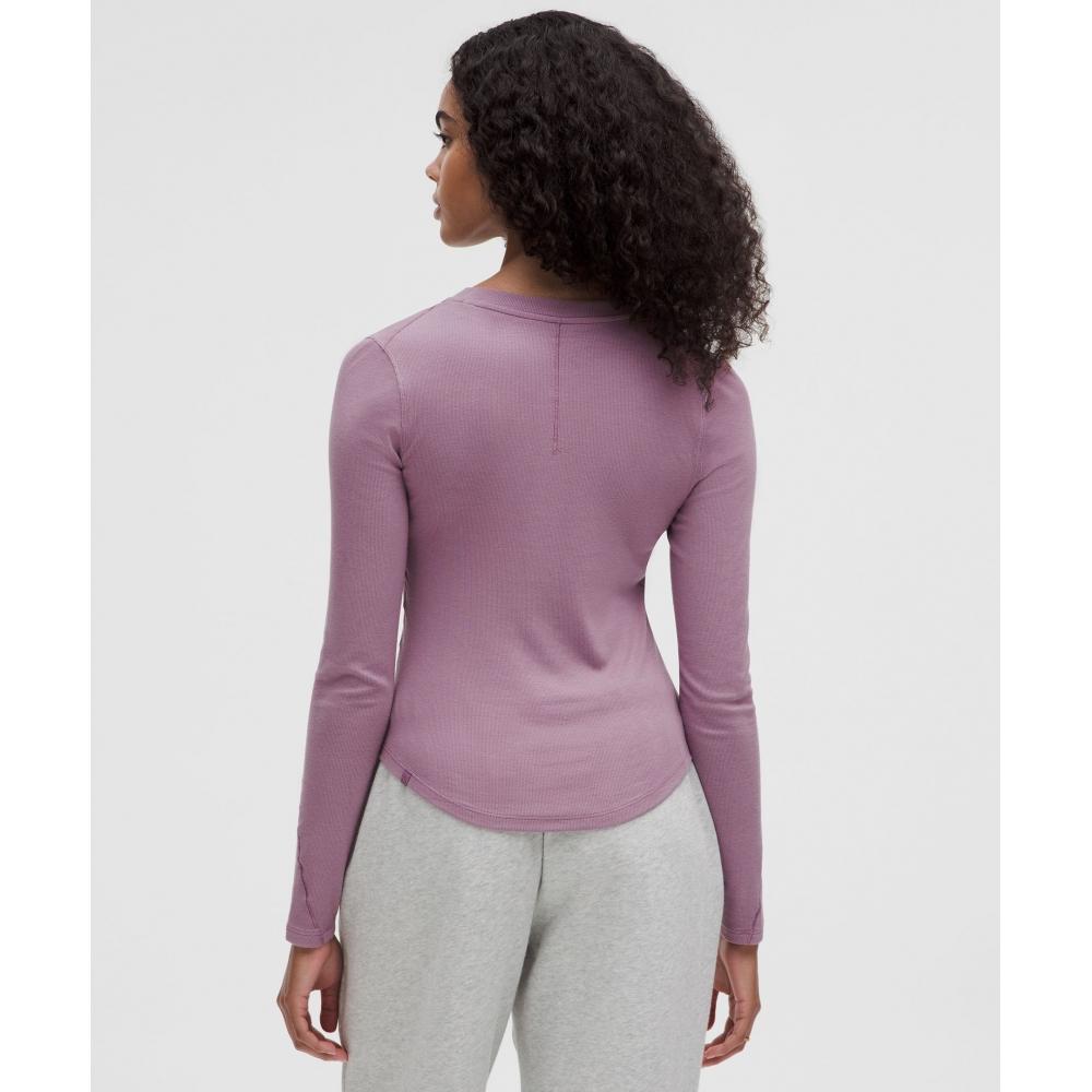 Lululemon Hold Tight Langarm-Henley Lavendel Lux