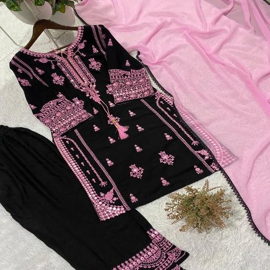 Elegant Embroidered 3-Piece Festive Kurta Pant Set