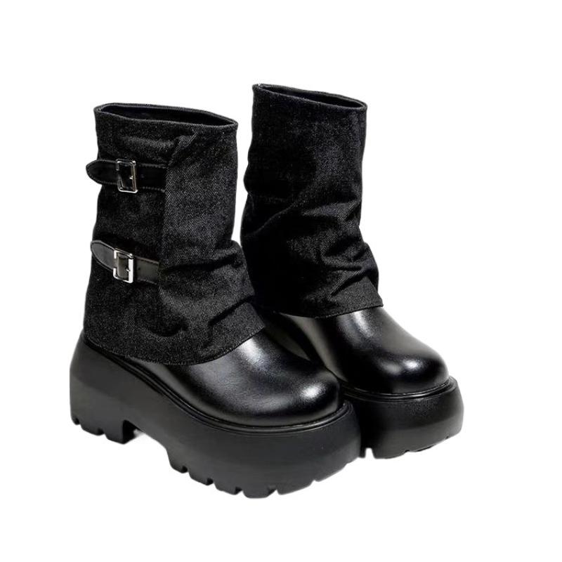 Fashion Women Ankle Boots Platform Chunky Denim Fashion Shoes Designer 2025 Winter New Trend Gladiator Boots Woman Botas Mujer Zapatos