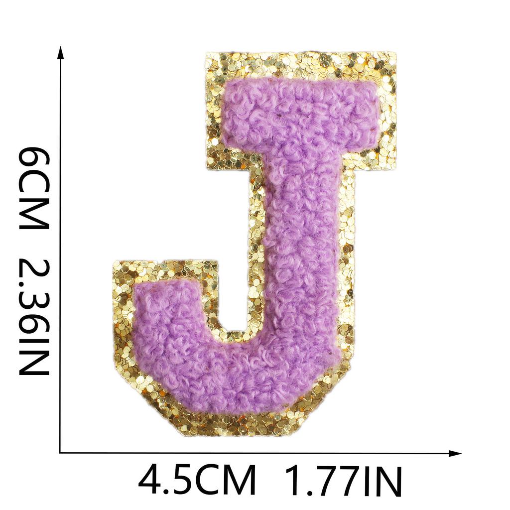 6Cm English Letter Towel Embroidery Patch Sticker Purple Letter Computer Embroidery Label Ironing Embroidery Chapter