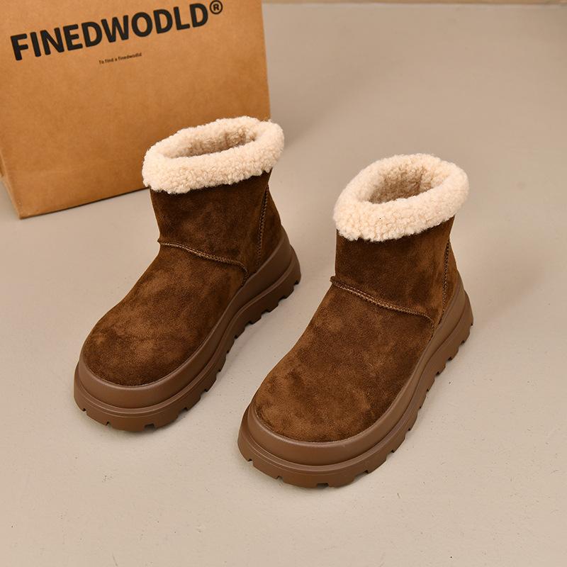 

Универсальные ретро пуховые ботинки на платформе, со шнуровкой, для девочек, осенне-зимние, новая модная модель, короткие, с напуском, утолщенные хлопковые ботинки 40 темно-коричневого