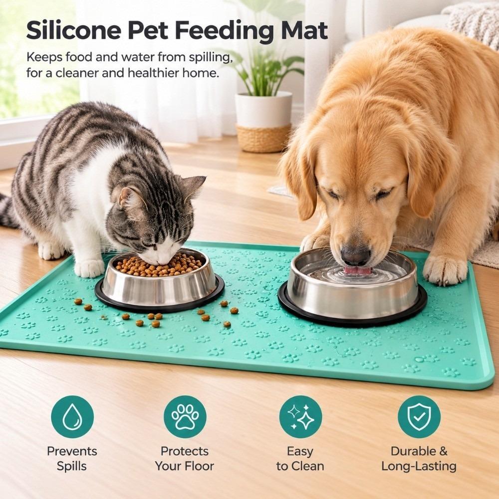 Waterproof Pet Placemat Prevent Food and Water Overflow Non-Slip Pet Feeding Mat Rectangular Durable Cat Feed Mat Dog