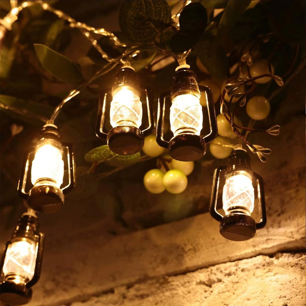 Vintage Light String Lights 10ft 20 LED Decorative Kerosene String Lights For Indoor Outdoor Patio Garden Home Holiday Camping Decoration