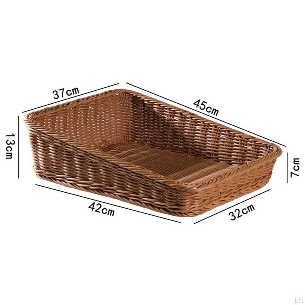 Bread Basket Fruit Storage Meal Imitation Rattan Serving Tray for Living
