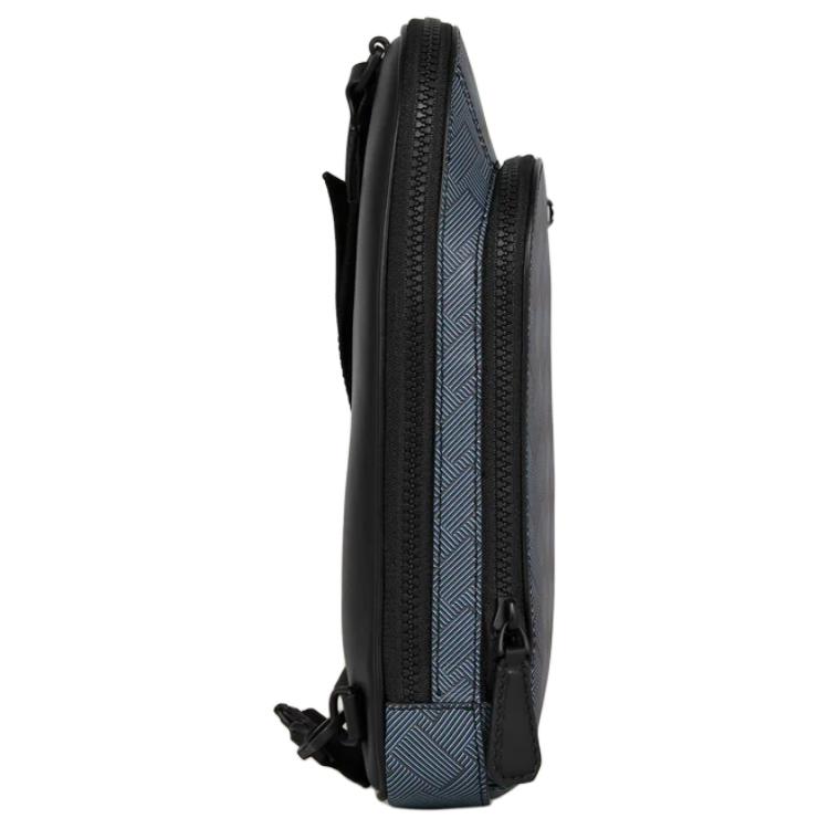Montblanc Extreme 3.0 Hexagonal White Star Logo Zipper Adjustable Shoulder Strap Leather Handheld Shoulder Crossbody Bag Men Bags Lavender-Gray 198837