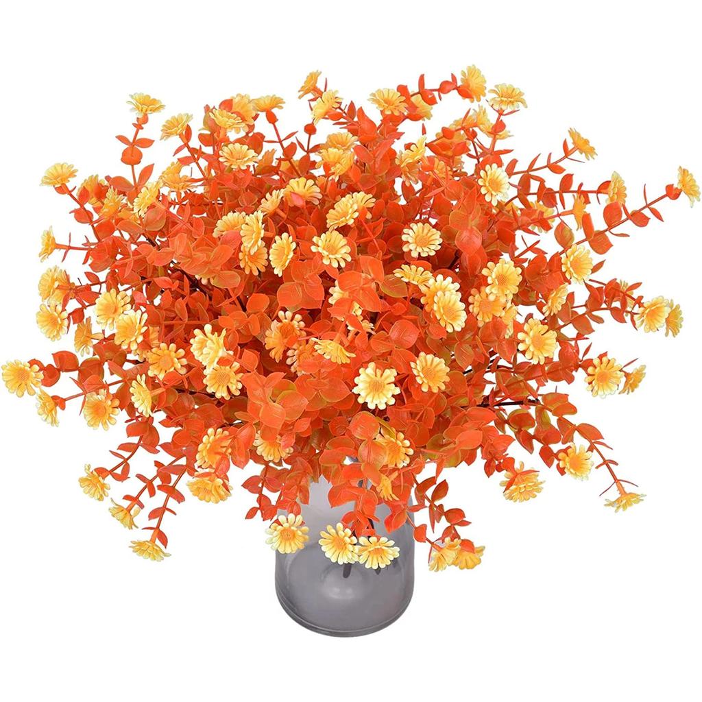 4 Bundles Artificial Flowers Fall Flower Faux Shrubs Plants Fall Shrubs Stems Fake Grasses For Indoor Outdoor Fall Decorations