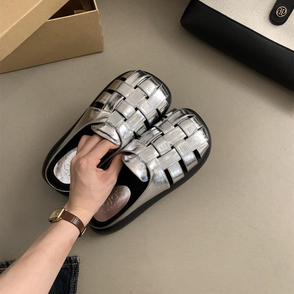 Height-increasing platform bag head half slippers female summer wear French temperament fairy muffin sandals seaside beach Roman shoes