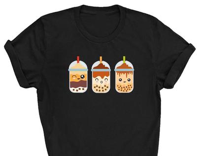 Kawaii Bubble Tea T-and Kids Tshirt: Harajuku Style Boba Top