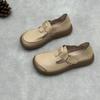 Johnature Retro Handgemachte Loafer Echtleder Damenschuhe Runde Zehenpartie Lässige Rindsleder Damen Flache Schuhe