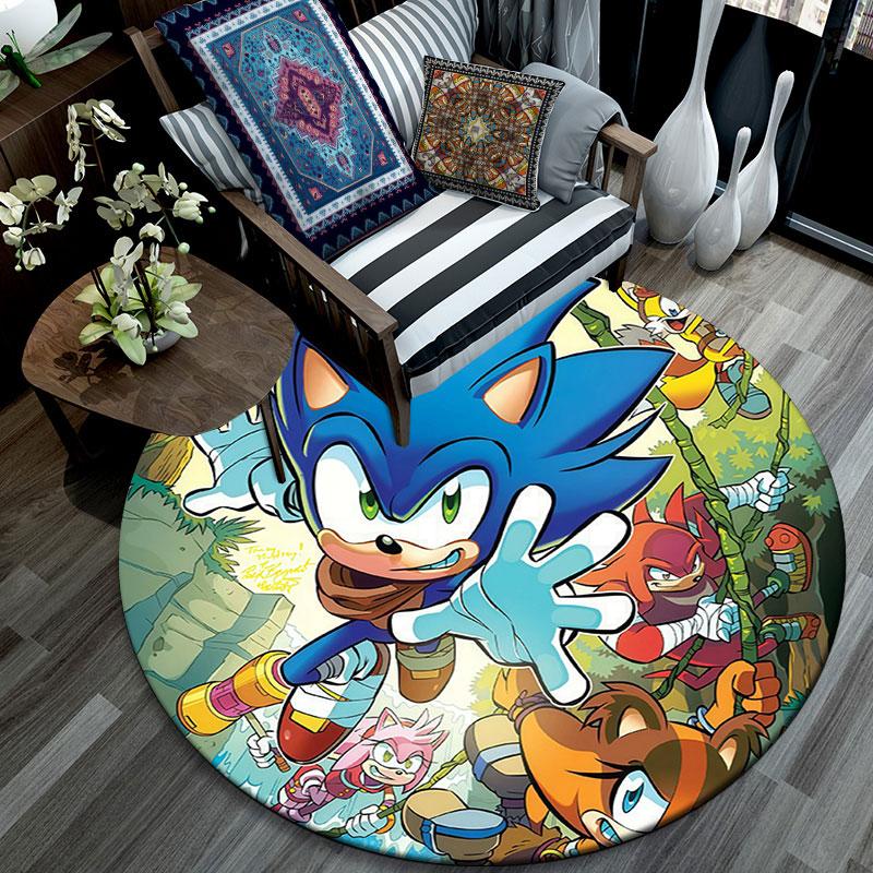 Sonic the Hedgehog,Round Area Rug,Carpet Rug for Living Room Bedroom Sofa Playroom Decor,Non-slip Floor Mat