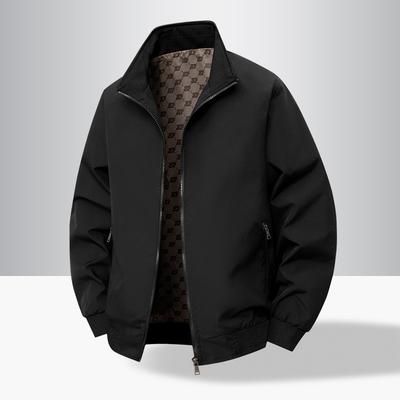 Men's Casual Light Business Jacket, Middle-aged and Elderly Standing Collar Jacket, Outdoor Plus Size Loose Jacket