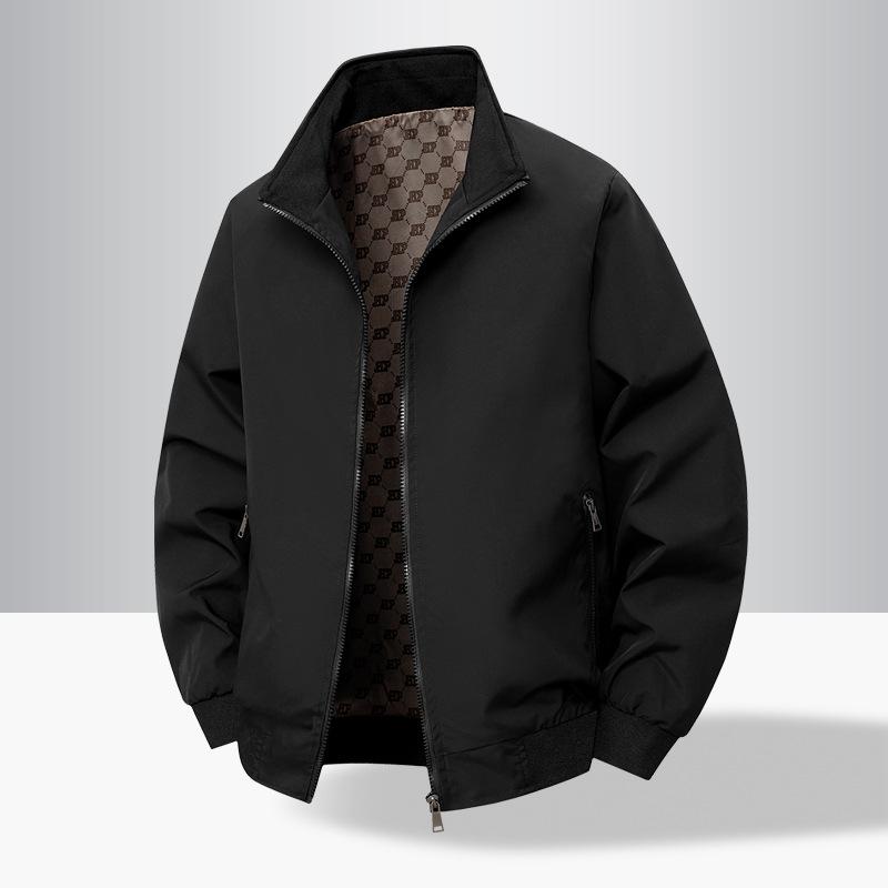 Men's Casual Light Business Jacket, Middle-aged and Elderly Standing Collar Jacket, Outdoor Plus Size Loose Jacket