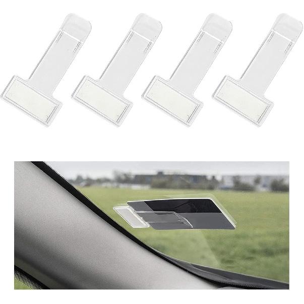 Yourkar 2 PCS Car Windshield Parking Ticket Holder, Transparent Parking Ticket Holder Clip with Adhesive Tape, Plastic Auto Windshield Invoice Clip,