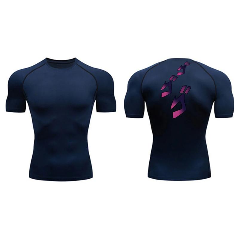 JOJO Print Compression Shirt for Men Gym Workout Running Tshirt Undershirts Baselayers Athletic Quick Dry Tees Tops Activewear