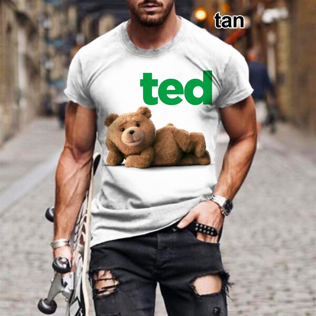 Ashion Gangster Bear Short Sleeve T Shirt Men's Women 3d Print T Shirt Cute Bear Slim T-Shirts