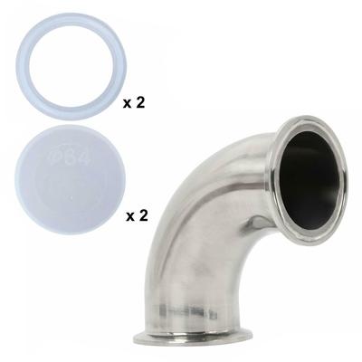 2 Zoll Sanitär-Ferrulebogen 90 Grad Rohrfitting Edelstahl 304 Tri Clamp