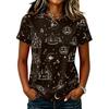 Ladies Casual Pullover Short Sleeve T Shirt Halloween Print Crew Neck Top Halloween Themed Graphic Tee for Women
