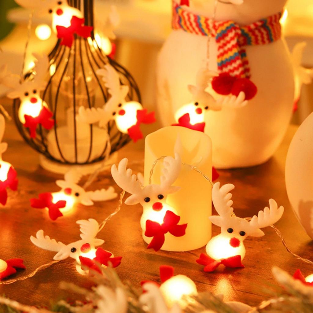 Battery Powered Christmas Elk Fairy String Lights, 10/20 LED Reindeer Lights for Indoor Bedroom, Xmas Tree & Holiday Party Decor