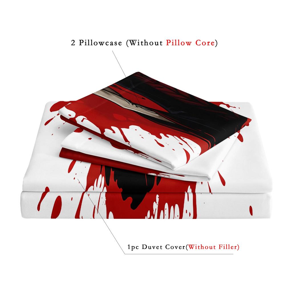 3 Pieces Horror Vampire Print Duvet Cover Set, Red Blood Splatter Gothic Dracula Printed Bedding, Multiple Sizes Available