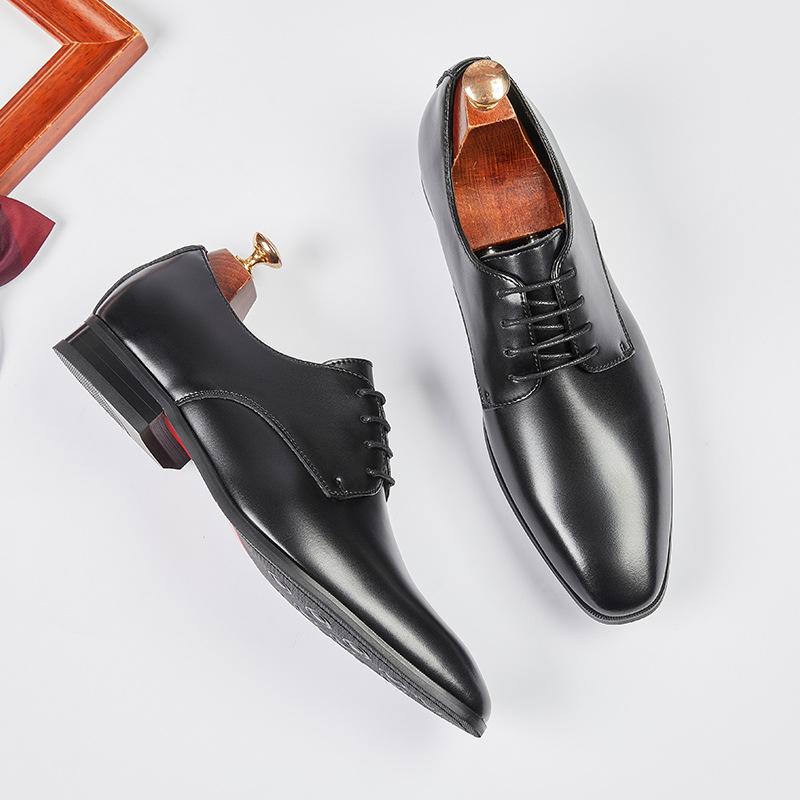 Leather Shoes Men's Genuine Leather Business Formal Wear New Simple Summer Pointed British Style Derby Wedding Groom's Shoes