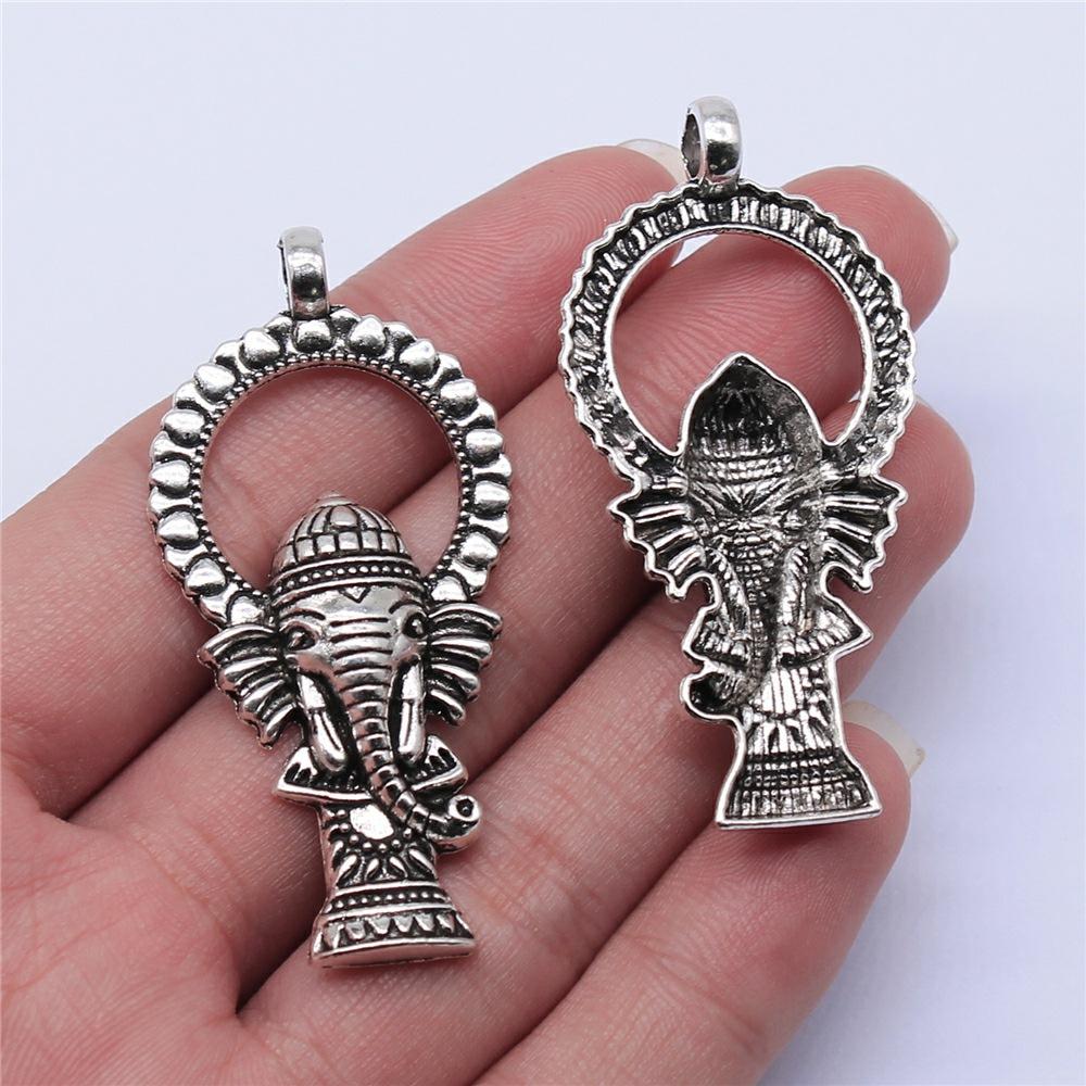2pcs Charms Big Elephant For Jewelry Making DIY Jewelry Accessories Antique Silver Color Big Elephant Pendant Charms