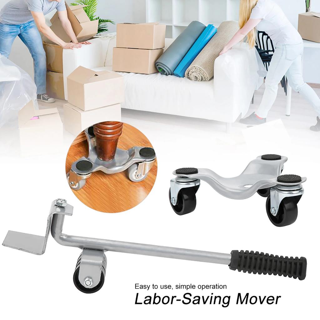 Furniture Transport Set Silver Lifter Moving Plate for Heavy Objects Bearing 400KG Mover Plate Moving Tools Labor‑Saving Mover