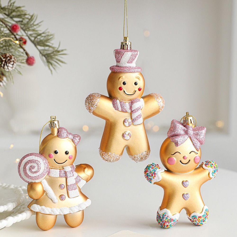 Gingerbread Man Christmas Hanging Decoration Gold Party Atmosphere Decoration  Gift