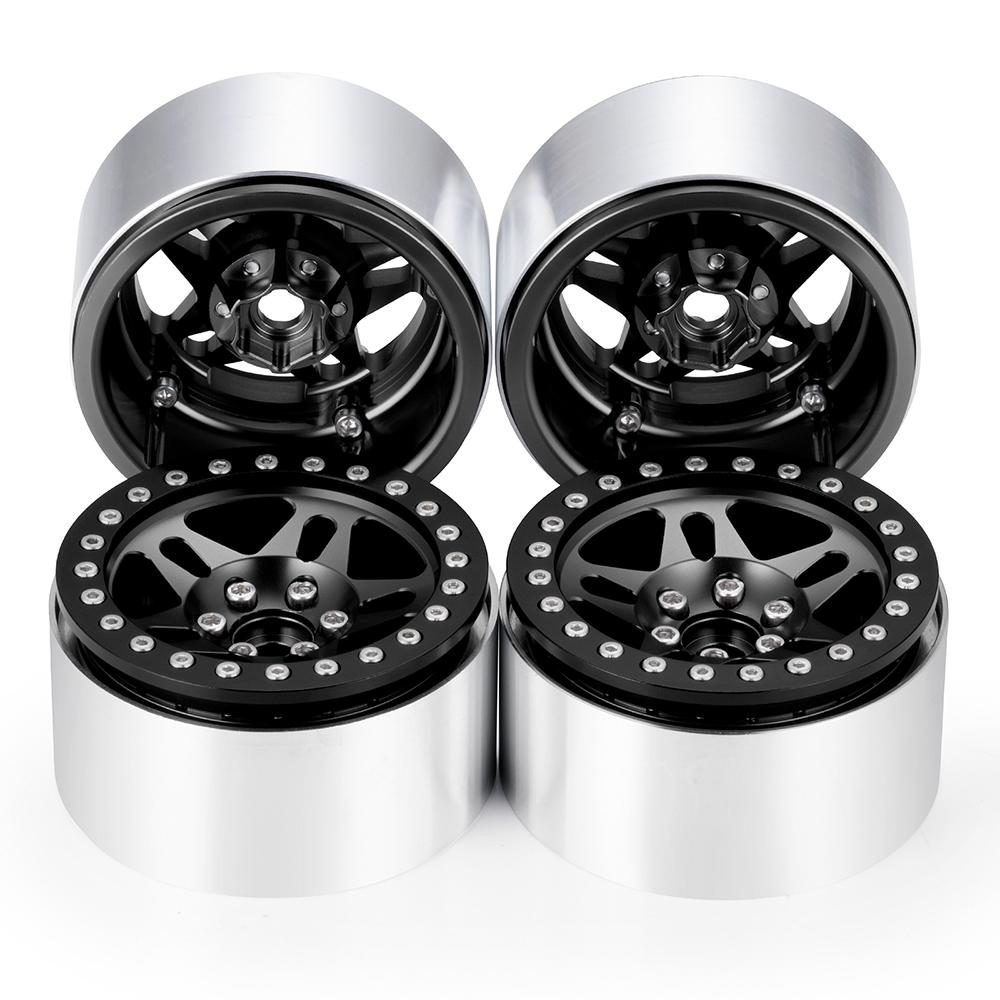 YEAHRUN 4pcs Aluminum Alloy Beadlock 2.2 inch Wheel Rims Hubs for Axial SCX10 Wraith TRX-4 1/10 RC Crawler Car Upgrade Part