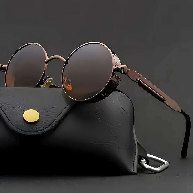 1 Piece Vintage Metal Spring-Legged Glasses, Brown Tea-Colored Eyeglass Frames and Lenses In the Same Color Scheme, European and American Retro R