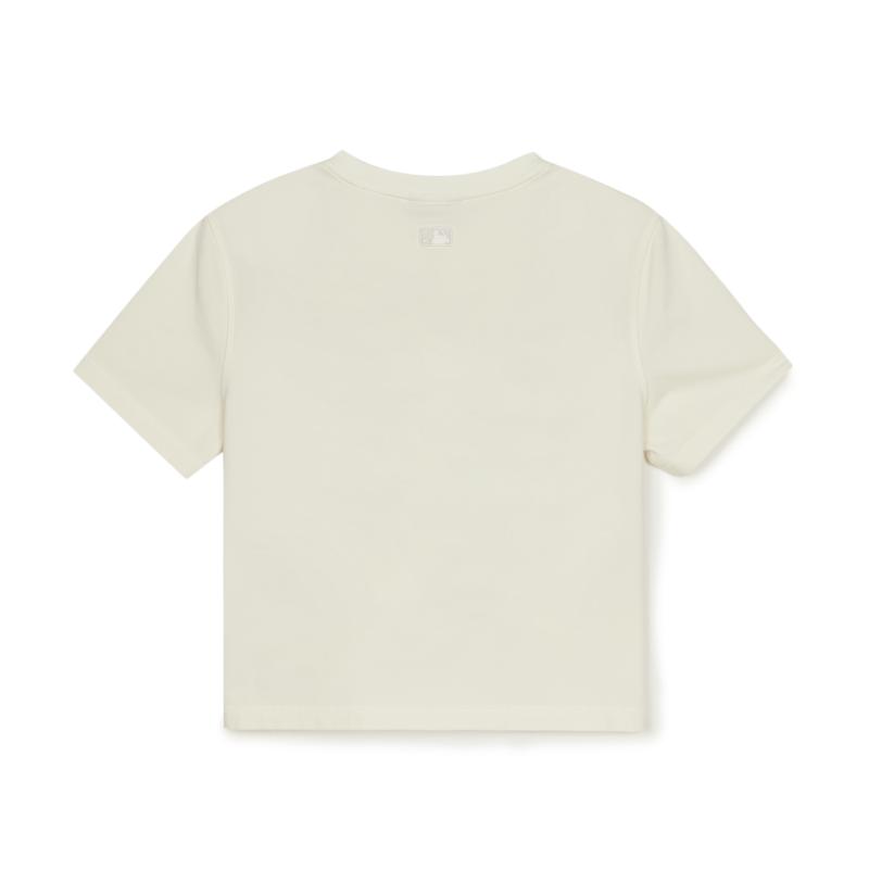New MLB Preppy Style Collection New York Yankees T Shirt Women's Cream 3FTSV0753-50CRS