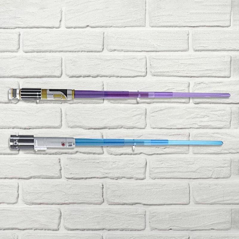 2Pcs/Set Acrylic Swords Wall Mount Display Holder Lightsaber Stand Transparent Black Swords Wall Rack Stand Holder For Toy