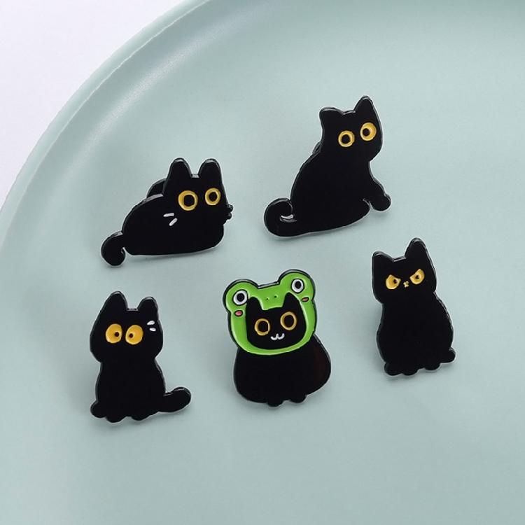 Stylish Black Cats Metal Pin Jewelry Clothes Accessories Gift For Friend Family Versatile Decoration For Clothing Hat