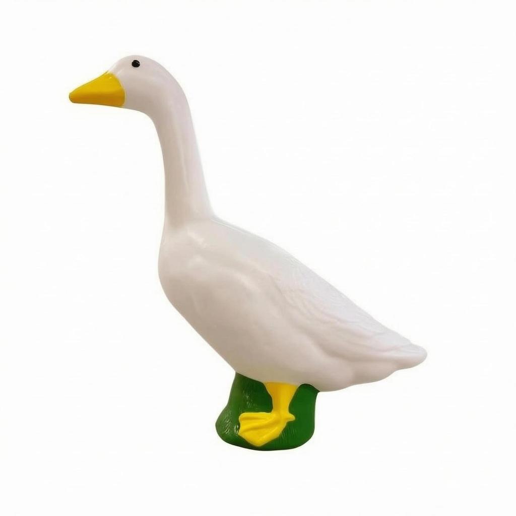 Porch Goose Statue Yellow Beak Standing Black Eyes Lawn Ornament for Garden, Yard,
