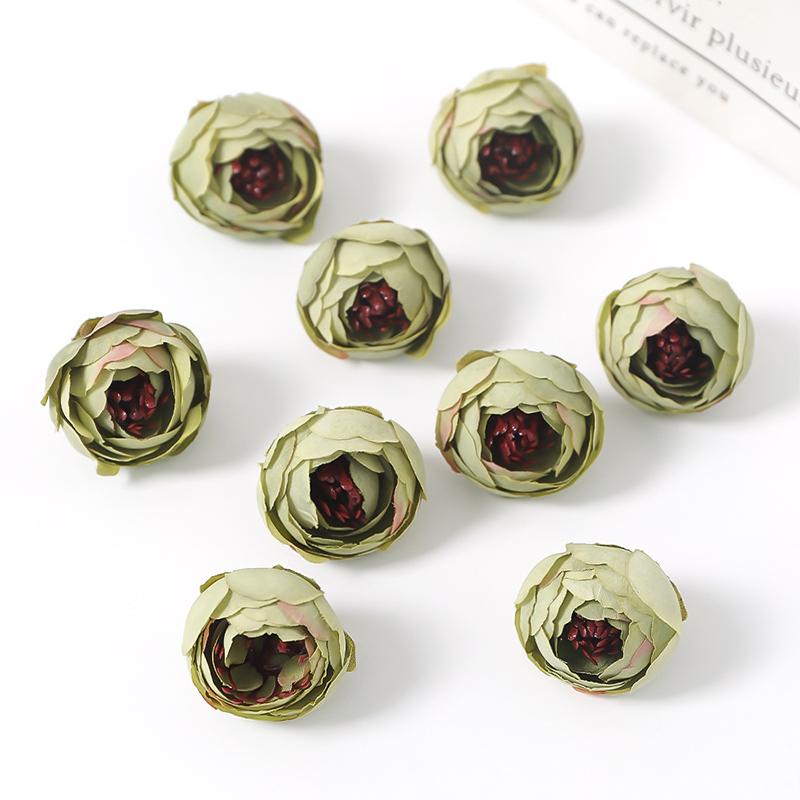 5/10/20Pcs 3cm Silk Tea Roses Heads Artificial Flowers Wedding Home Wedding Decor DIY Wreath Scrapbook Gift Box Fake Flowers