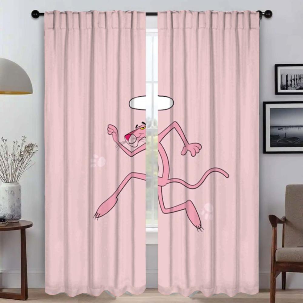 Modern Living Room Curtains Camera Pink Panther Shades Window Curtain Partition Halloween Decoration Home Interior Made Of Polyester Area Decor
