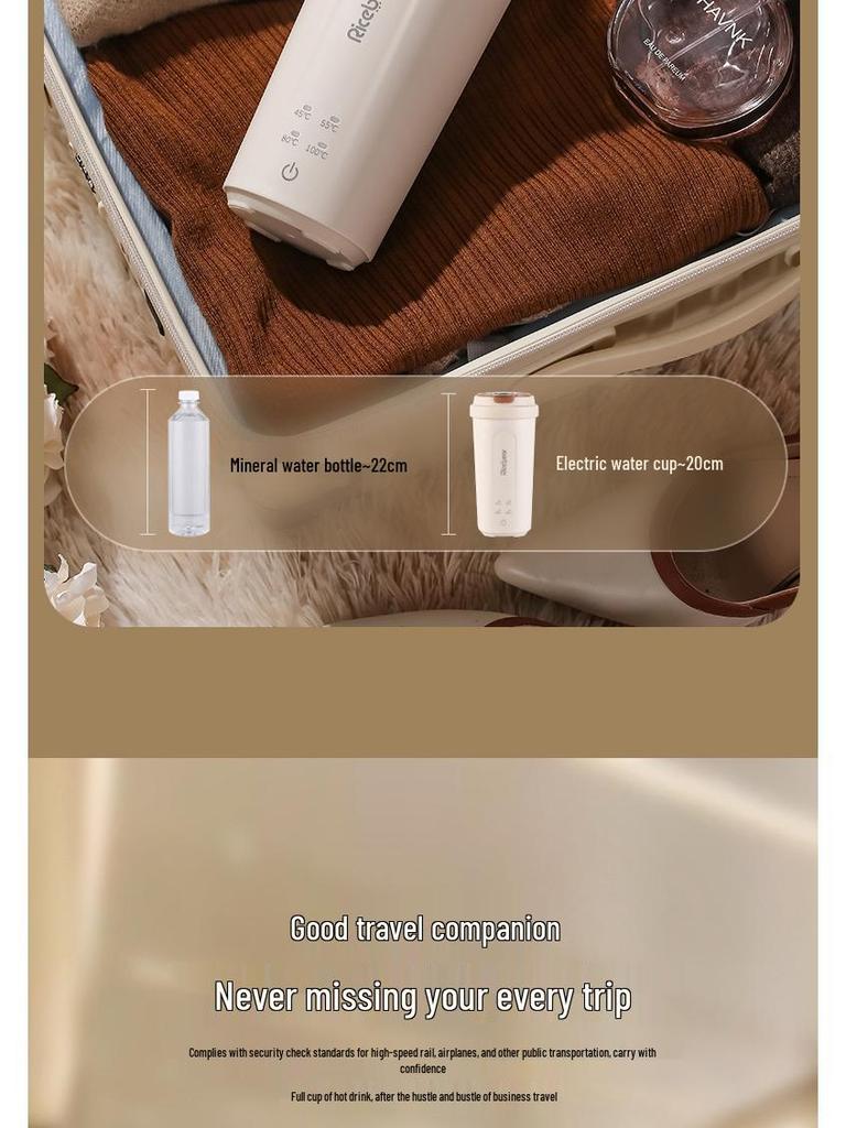 Portable Mini Smart Electric Kettle and Insulated Water Cup with USB Charging for Travel.