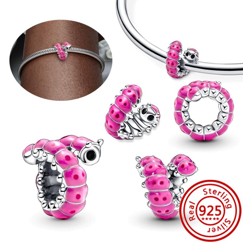 925 copper Bee Caterpillar Butterfly Dragonfly Ladybug Four Leaf Clover Lucky Charm Beads Fit Pantaro Bracelet Fine Zircon Gift