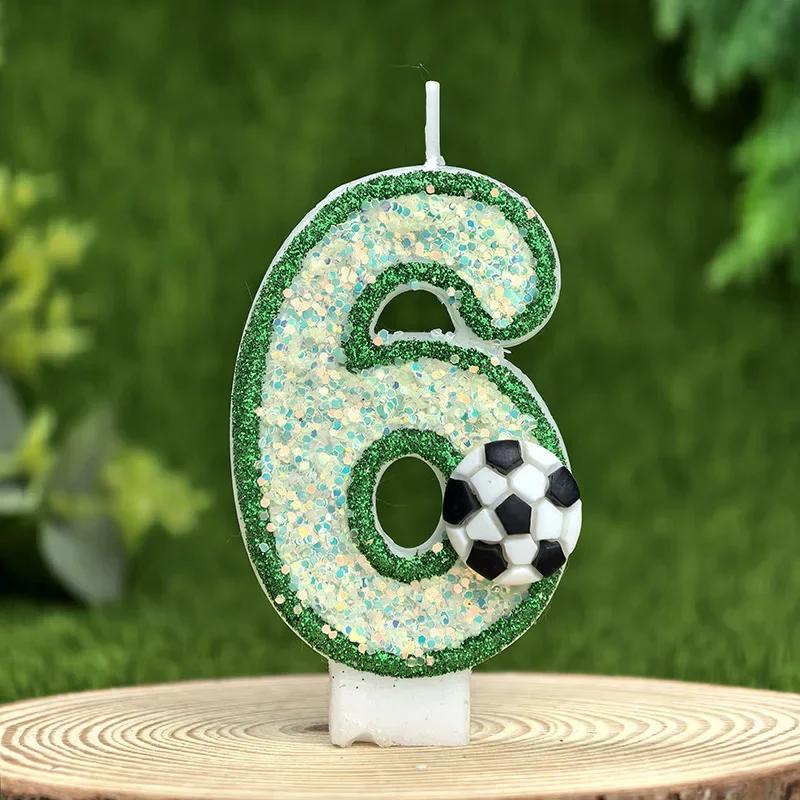 Creative Green Football Fluorescent Birthday Digital Candle Party Supplies Cake Decoration