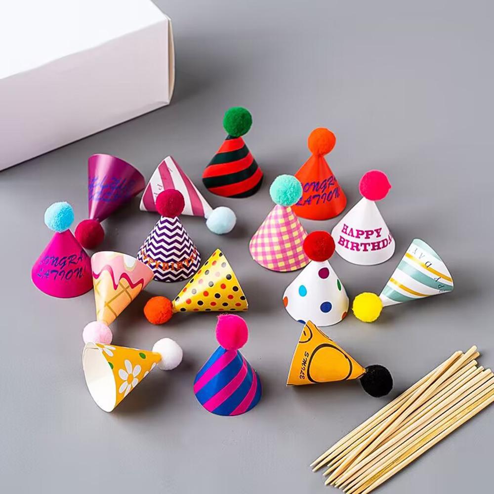 15 Teile/satz Mini Hut Kuchen Dekoration Geburtstag Backen Outfit Weihnachten Dekorationen DIY Nette Dessert Dekoration Party Liefert