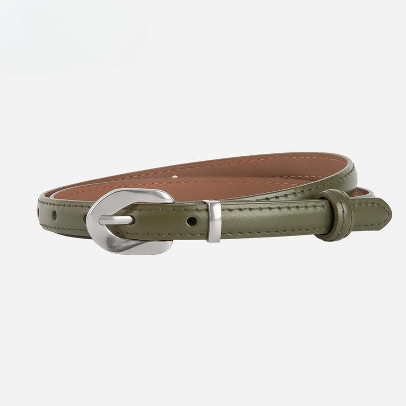 Genuine Leather Women's Thin Belt Cowhide Retro Women's Ins Style Jeans Decorative Women's Belt