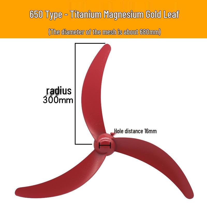 Industrial Floor Fan Blade, Cow Horn Design, 3-Blade Accessory with Plastic, Steel, Titanium, and Magnesium Alloy Components